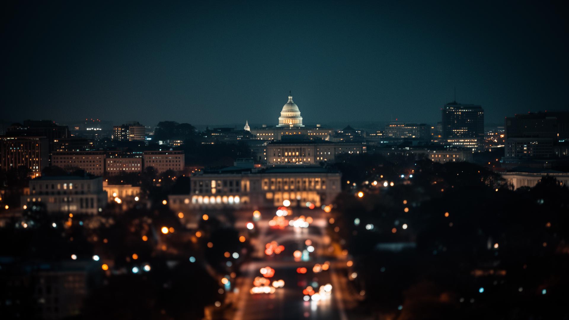 Washington DC skyline at night